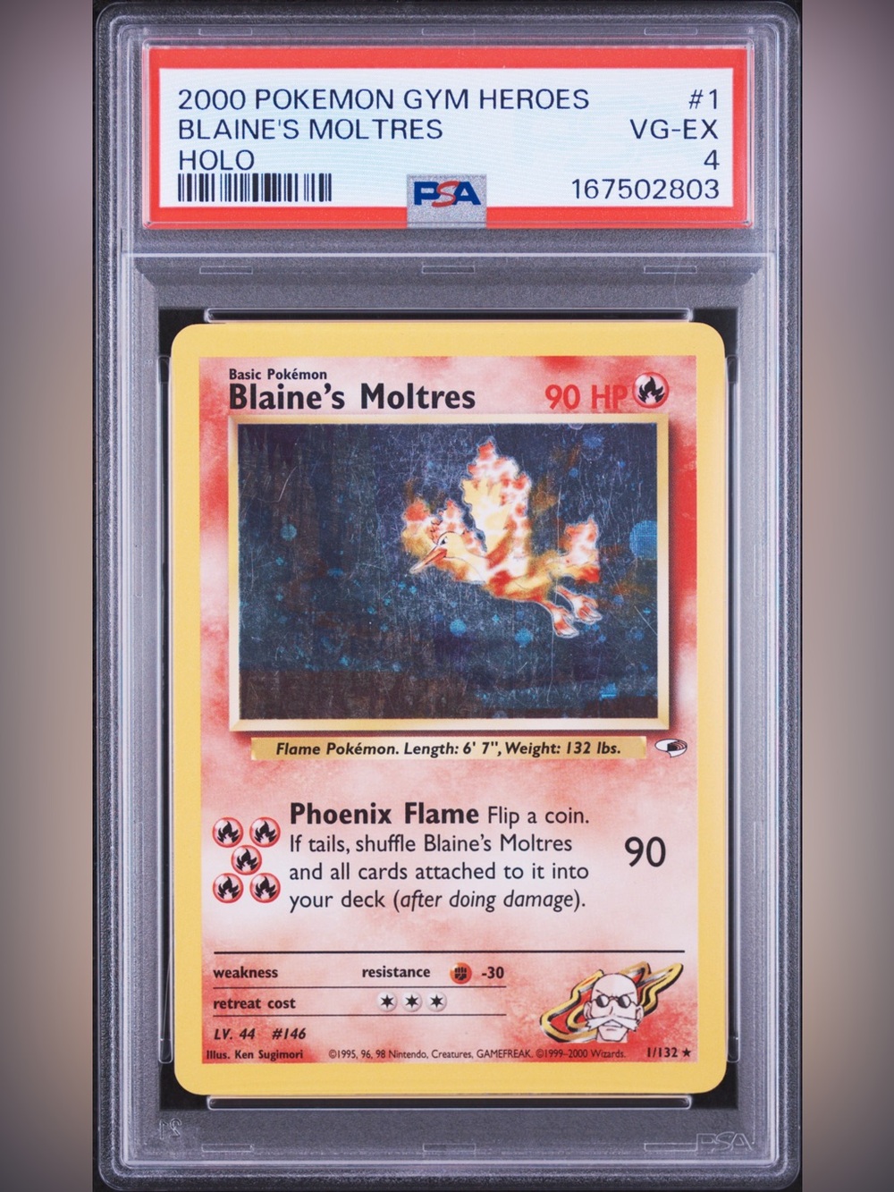 2000 POKEMON GYM HEROES #1 BLAINE'S MOLTRES HOLO PSA 4 VG-EX